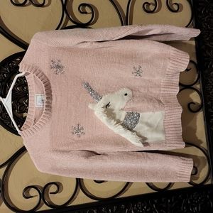 Girls Chenille Unicorn Sweater Sparkly Silver Sequins